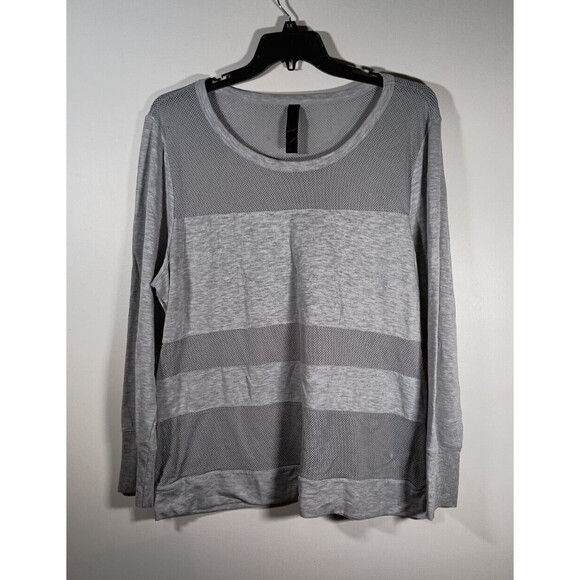 Yogalicious Gray Mesh Long Sleeve Yoga Activewear Long Cuffs Pullover Size 3X - Picture 1 of 8